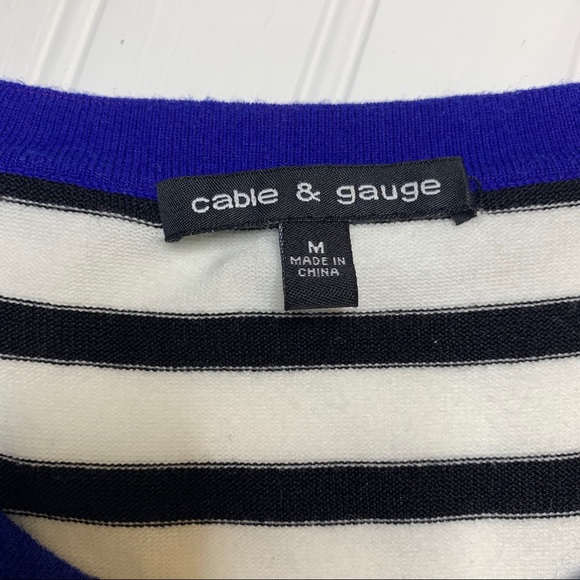 Anthropologie—Cable & Gage—Blue & White Cardigan - Picture 13 of 14